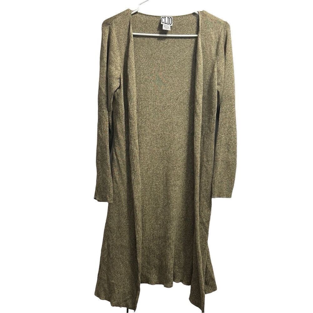 Women's Cleo Silk Blend Long Gold Cardigan Size Small